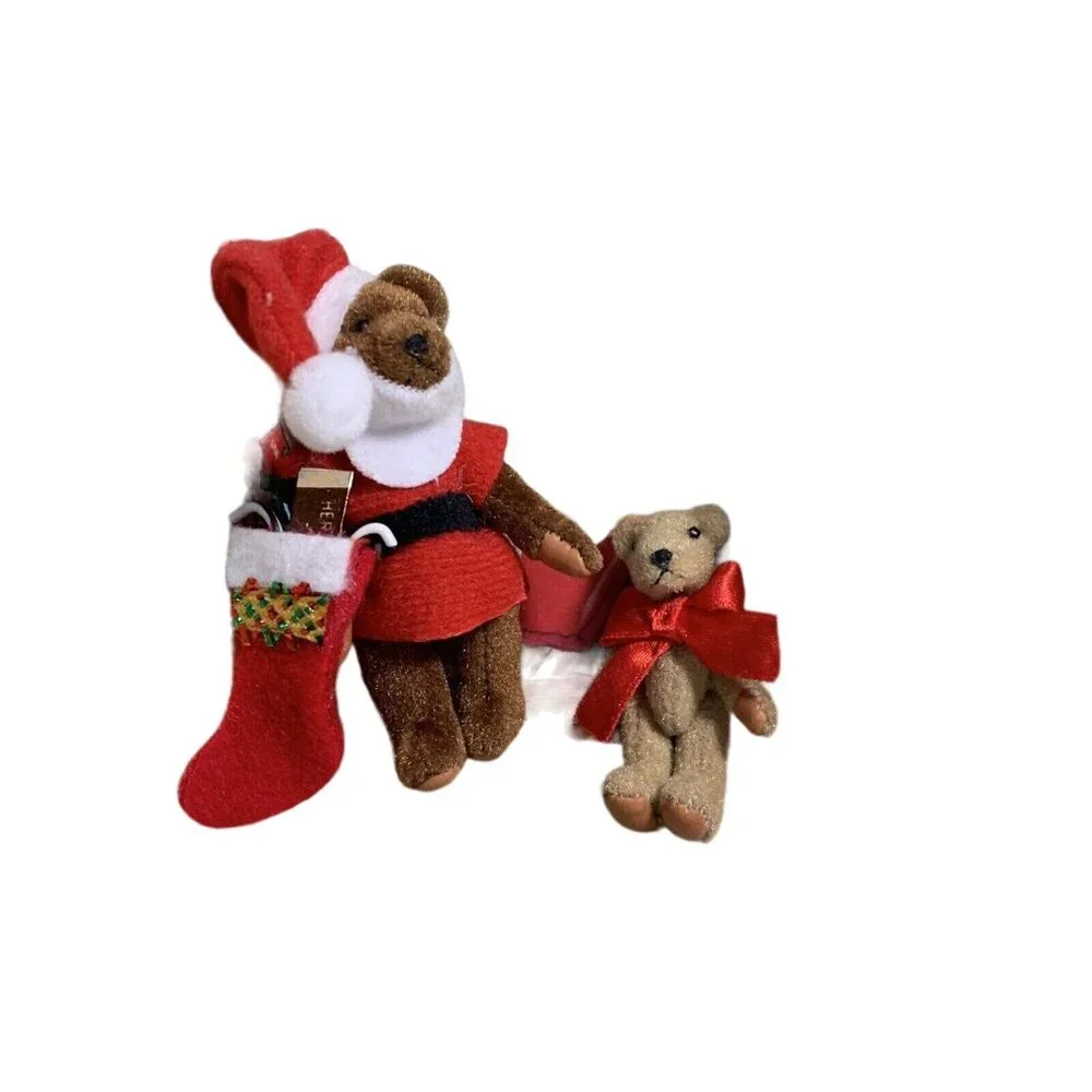 Vintage Gund The Littlest Bears 7010 Santa Claus And Elf - Picture 2 of 3